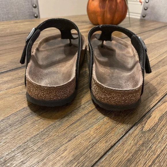 Birkenstock Gizeh Women’s Black Birko Flor T Strap Sandals Size 38 US 7 Hippie - Picture 4 of 12